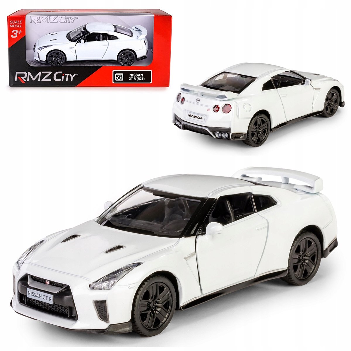 Nissan GT-R R35 2017 Modelauto 1:38 - Witte Sportwagen set Pull-Back