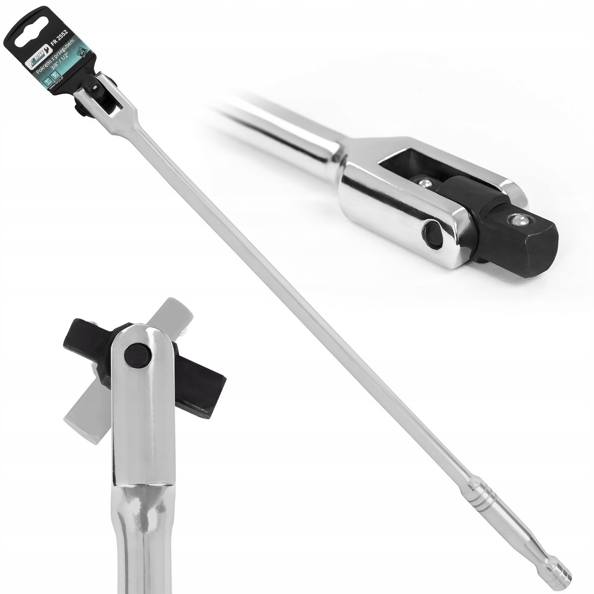 Draaigreep Ratel Dubbel 1/2" & 3/8" 62cm Staal