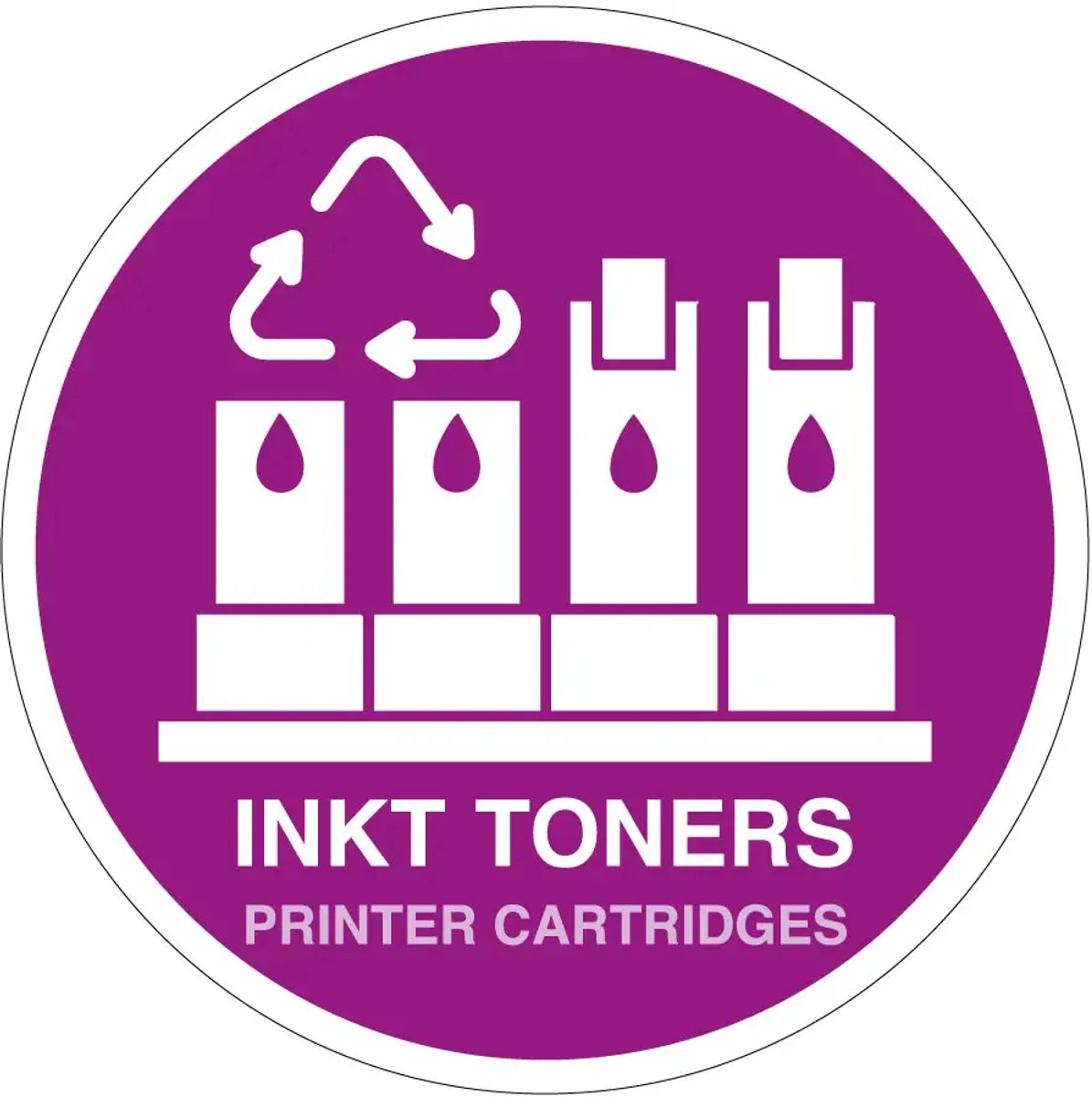 Inkt toners afval sticker | 10 cm