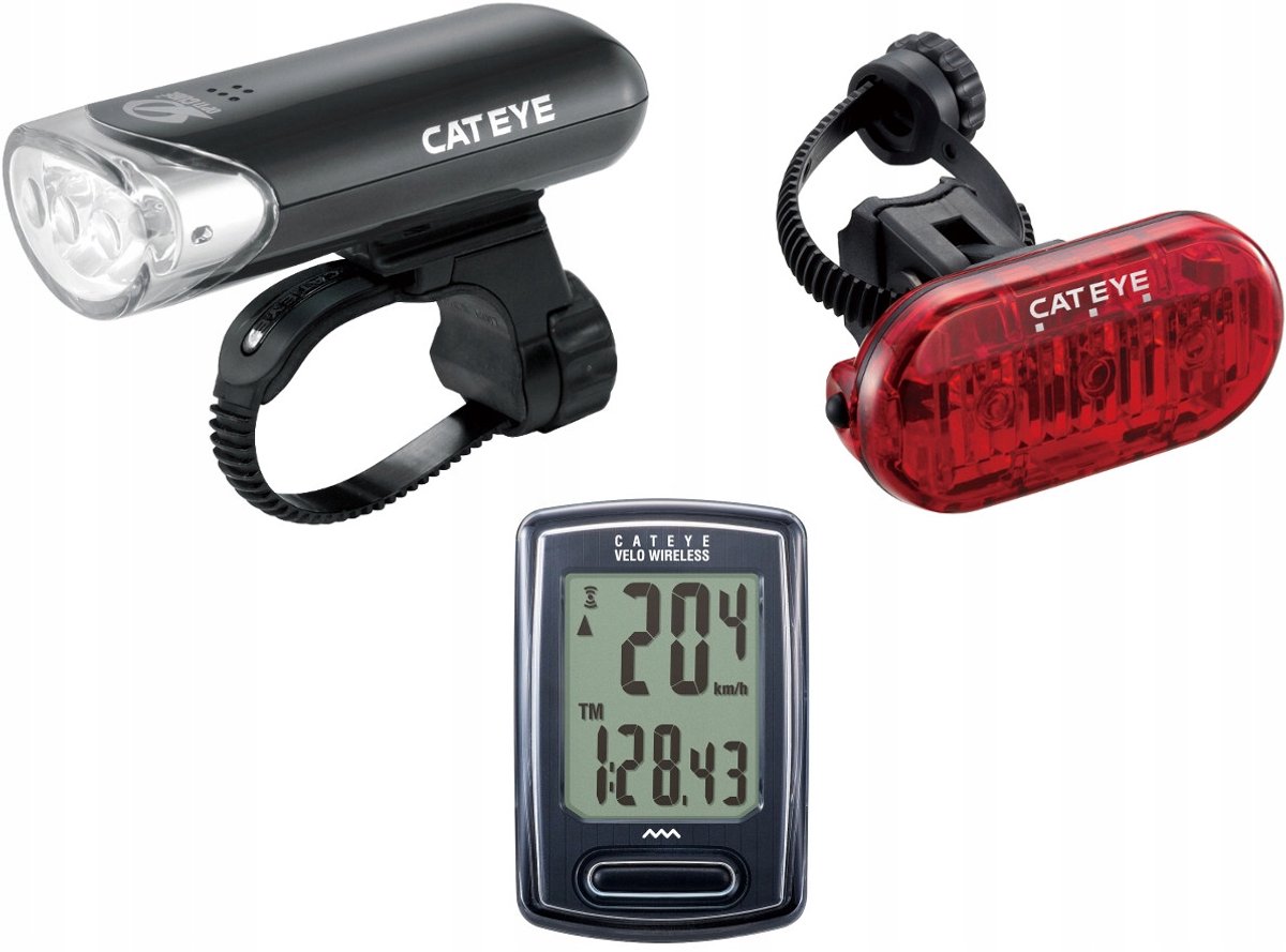 CatEye Fietslampen & Draadloze Fietscomputerset