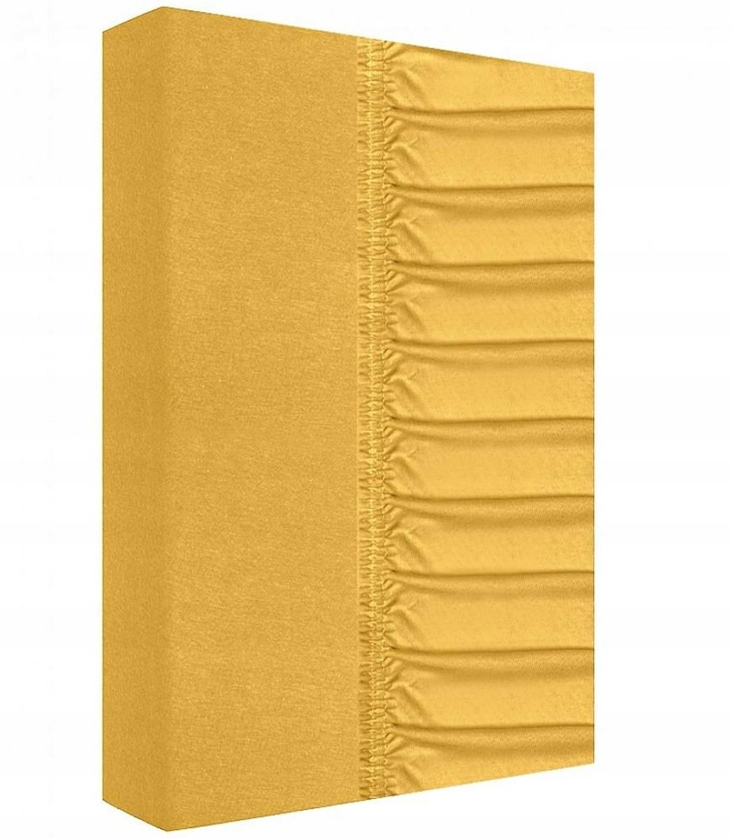 Jersey hoeslaken met elastiek 180x200 cm honinggeel