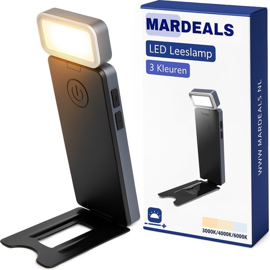 Mardeals Leeslamp - Boeklampje - Leeslampje voor Boek - 5 Lichtstanden - Leeslampjes - Oplaadbare Lamp USB C - Leeslampje voor in Bed - Met Klem - Klemlamp