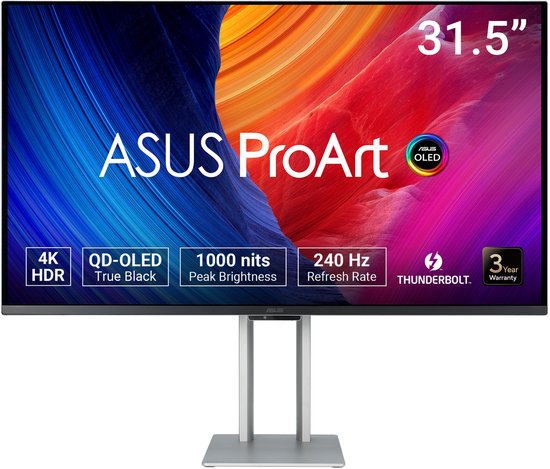 ASUS ProArt Display OLED PA32UCDM - Professional Monitor - 4K UHD - QD-OLED - USB-C 96W Power Delivery - 240Hz - 0.1ms - 32 Inch