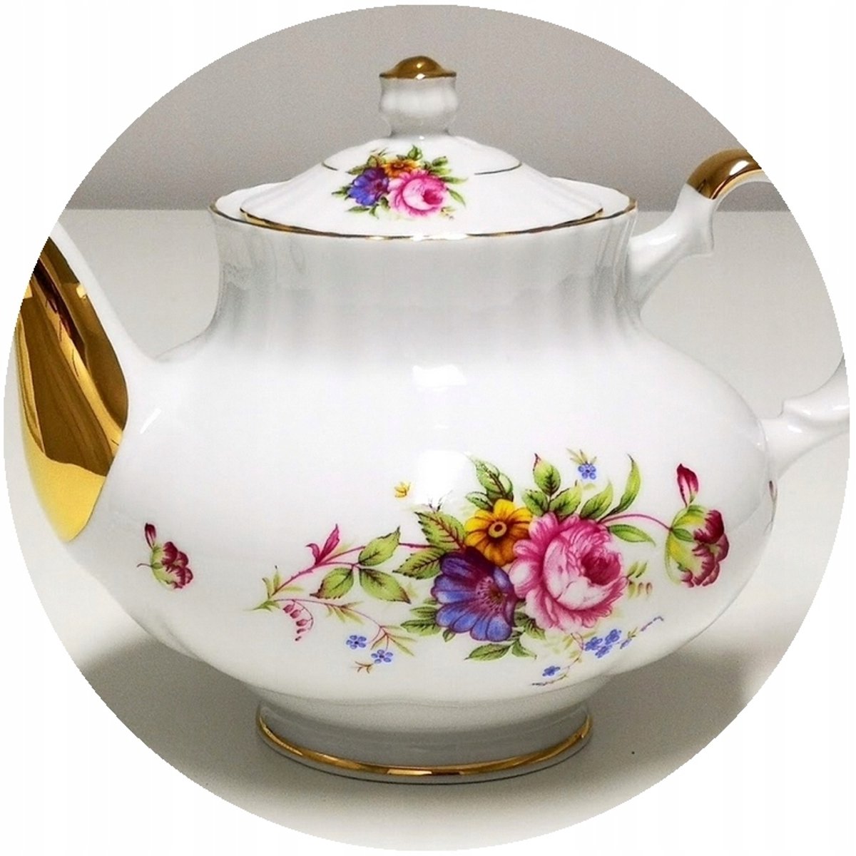 Merkloze Porseleinen Theepot 1600ml - Handgesigneerd Goud Decor