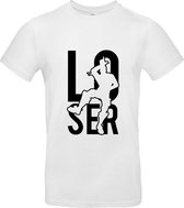 Heren shirt wit maat S met de afbeelding van "loser".