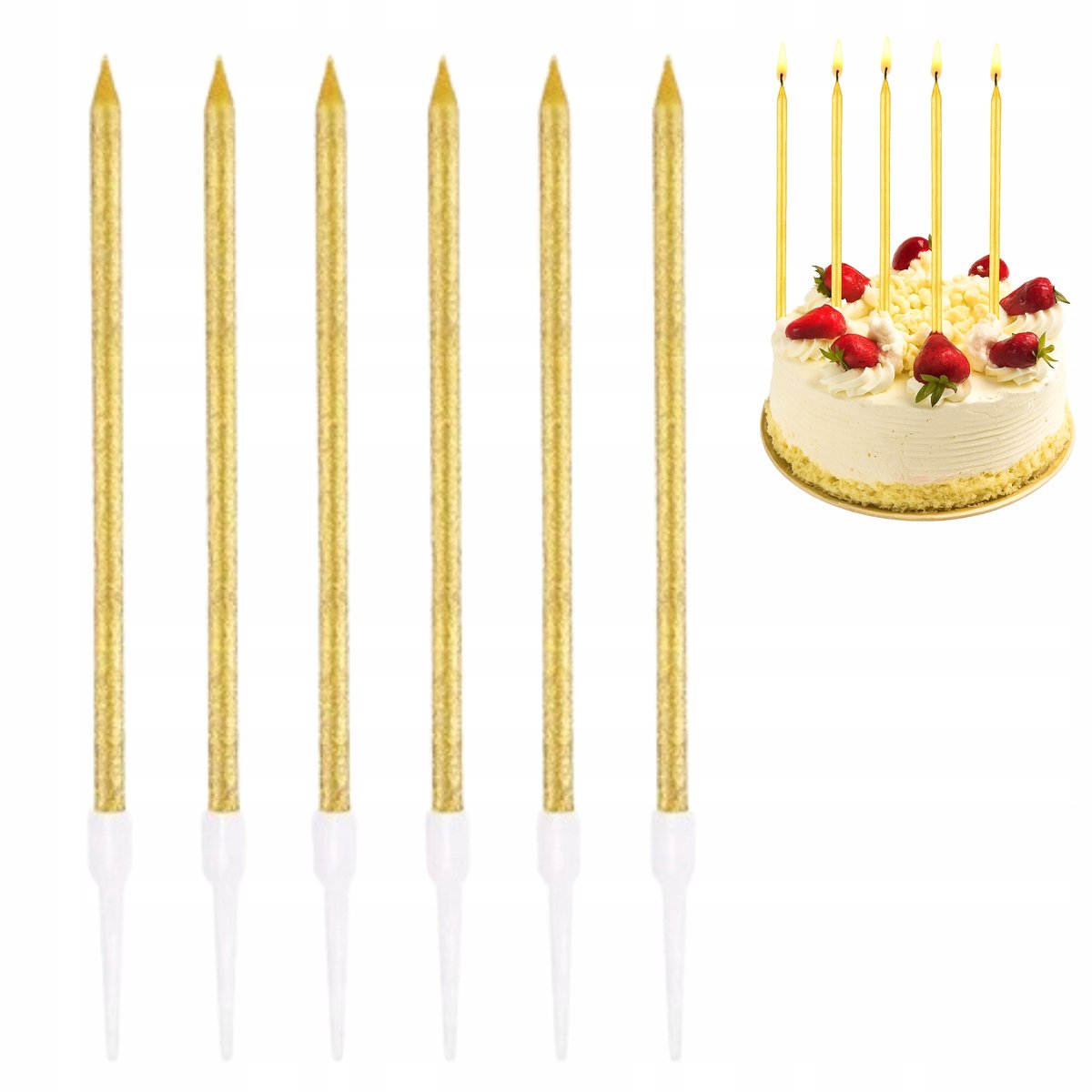 Gouden Glitter Kaarsen 6 stuks - Feestelijke Taartdecoratie
