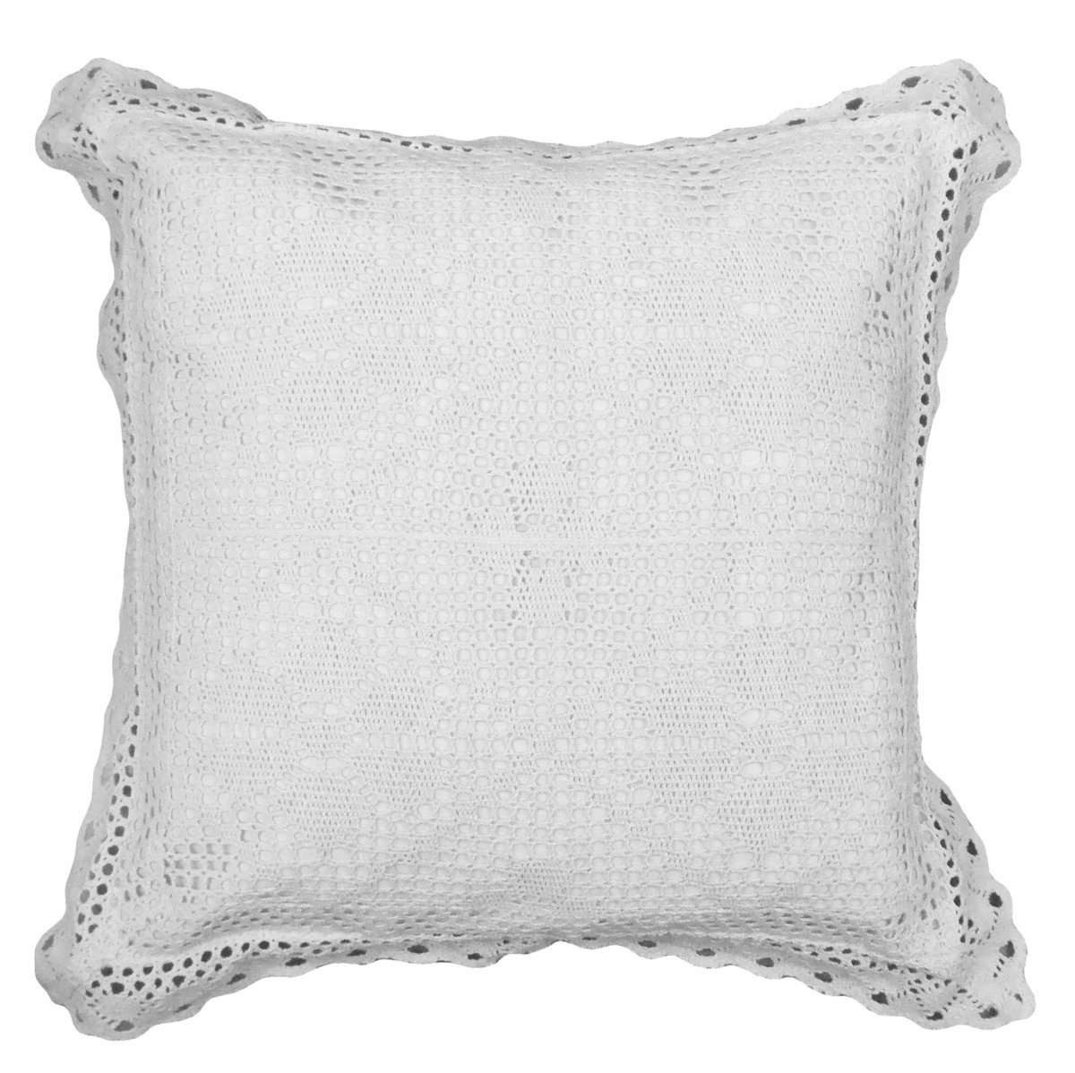 Decoratieve Kussenhoes 40x40cm - Wit Haakpatroon met Kant