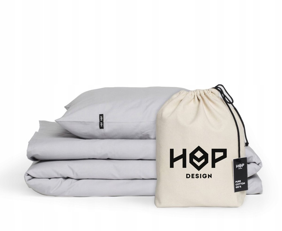 HOP DESIGN Katoenen Dekbedovertrekset 160x200cm Lichtgrijs
