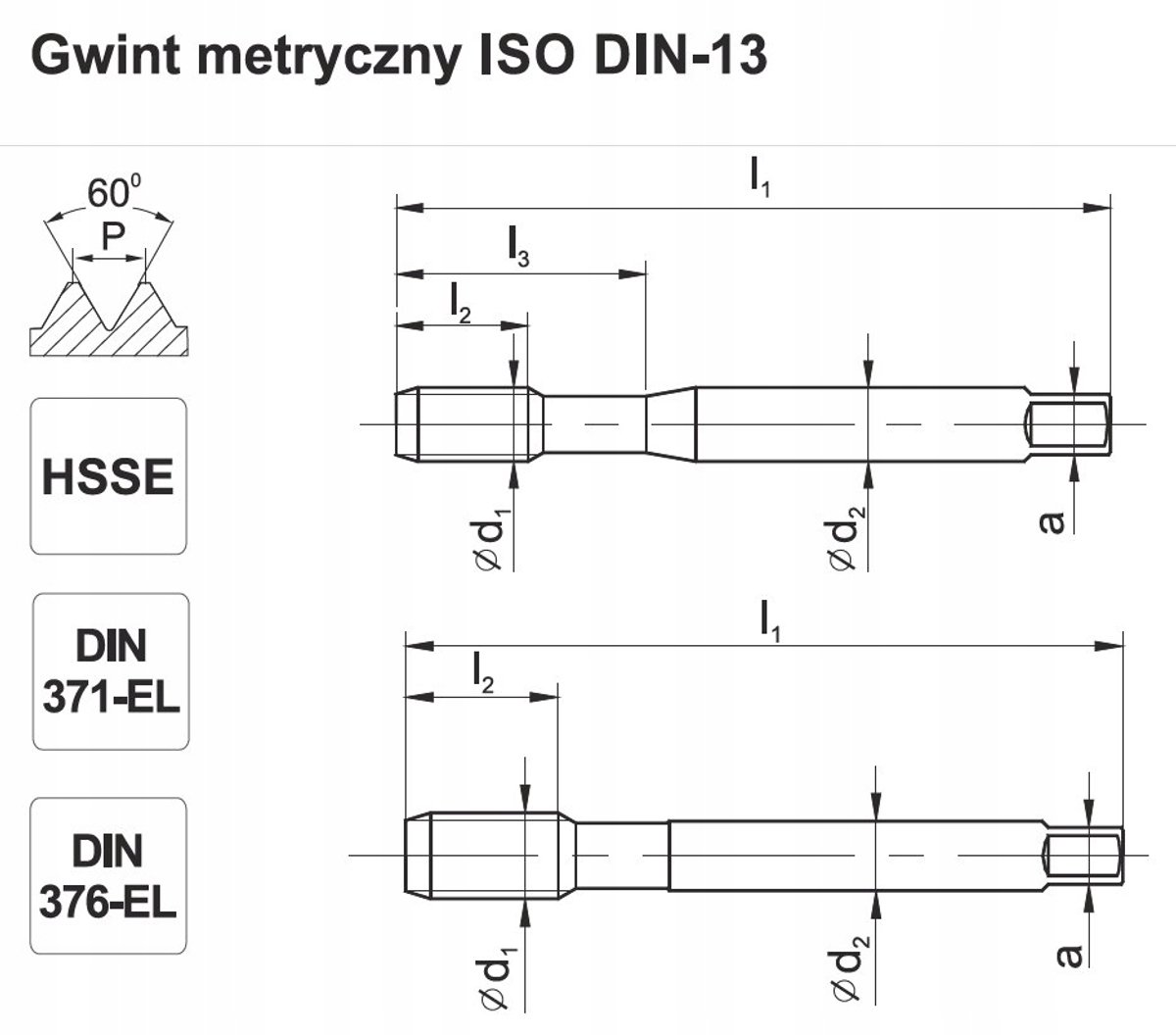 Lange M8 HSSE INOX conus voor metaalbewerking