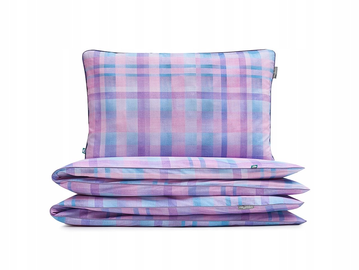 Mumlala Katoenen Dekbedovertrek Set Roze Blauwe Ruit 140x200cm