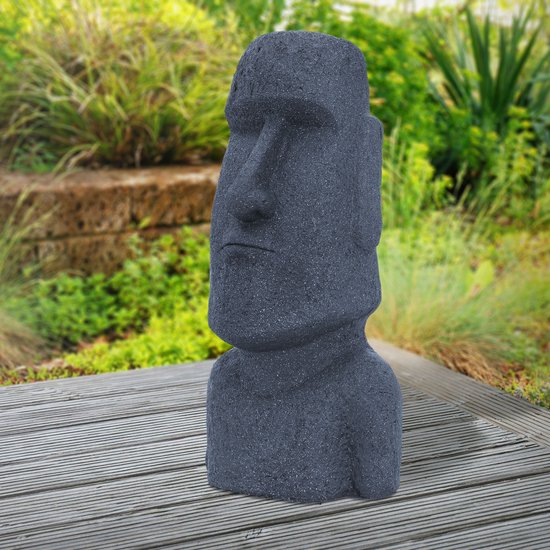 Figurine de jardin Île de Pâques Moai Grijs 37x26x78 cm
