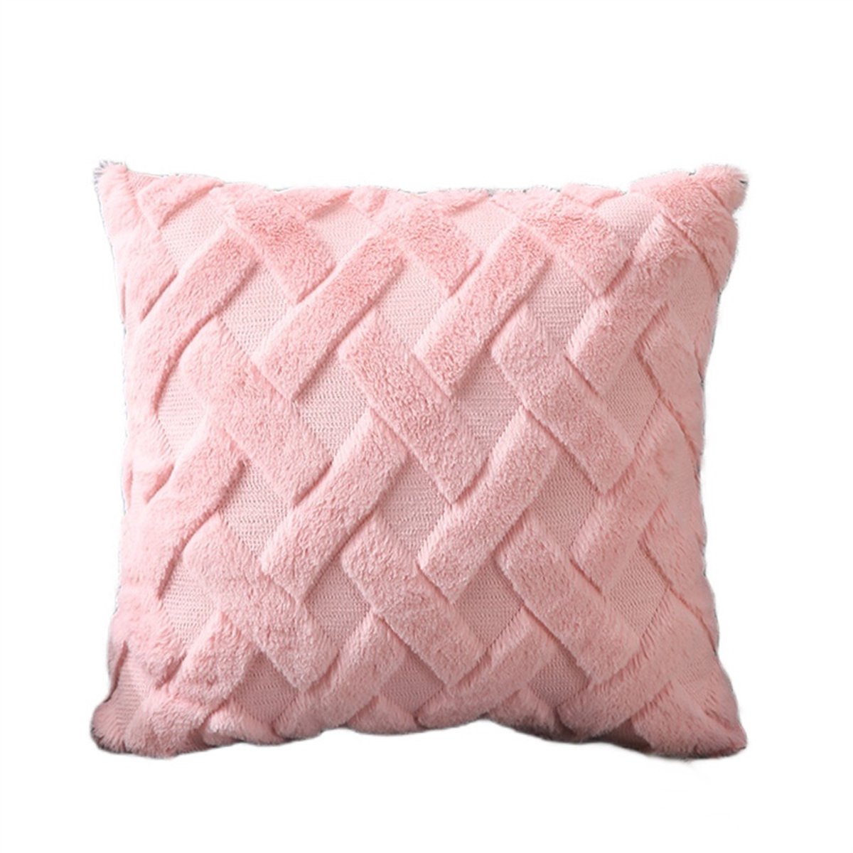 Decoratieve Kussen 43x43 cm Licht Roze Zacht Boho Gestreept