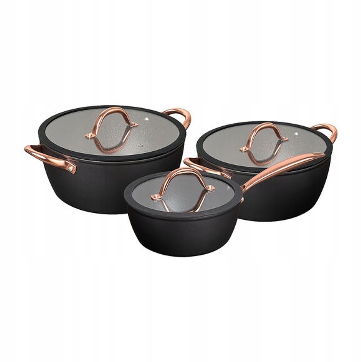 MG Home Rose Gold Pannenset 6 Delen met Glazen Deksel