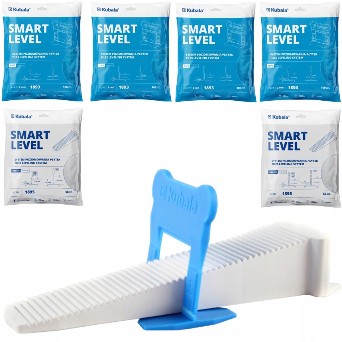 Kubala Smart Level Tegelzetting Set: 400 Clips 2mm + 100 Wiggen