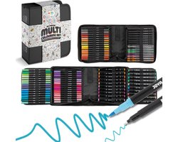 Stiften Set voor Volwassenen 84 stuks - Opbergwallet - Twinmarkers - Alcohol markers - Brushpennen - Fineliners - Gelpennen - Makkelijk opbergen - Joya Creative