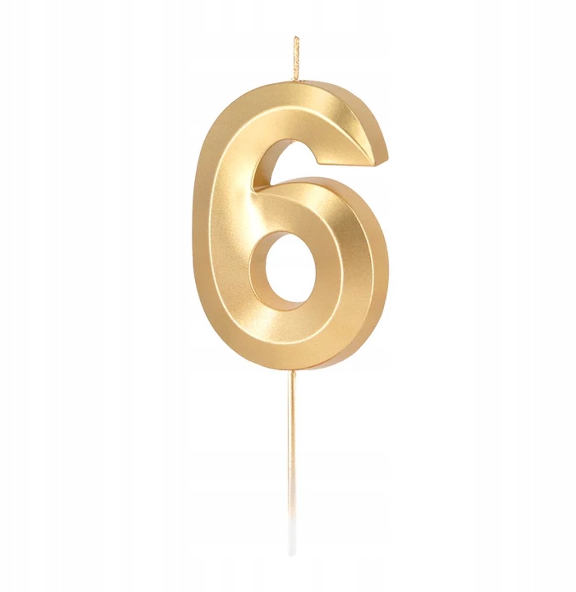 Gouden Metallic Kaars Cijfer 6 voor Verjaardagstaart