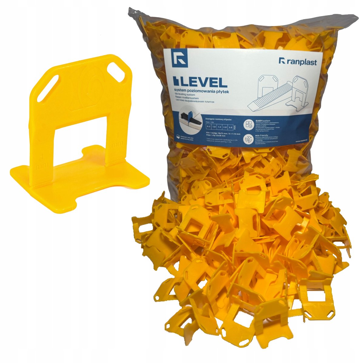 500x Tegelnivelleringsclips 1mm Voeg - RANPLAST