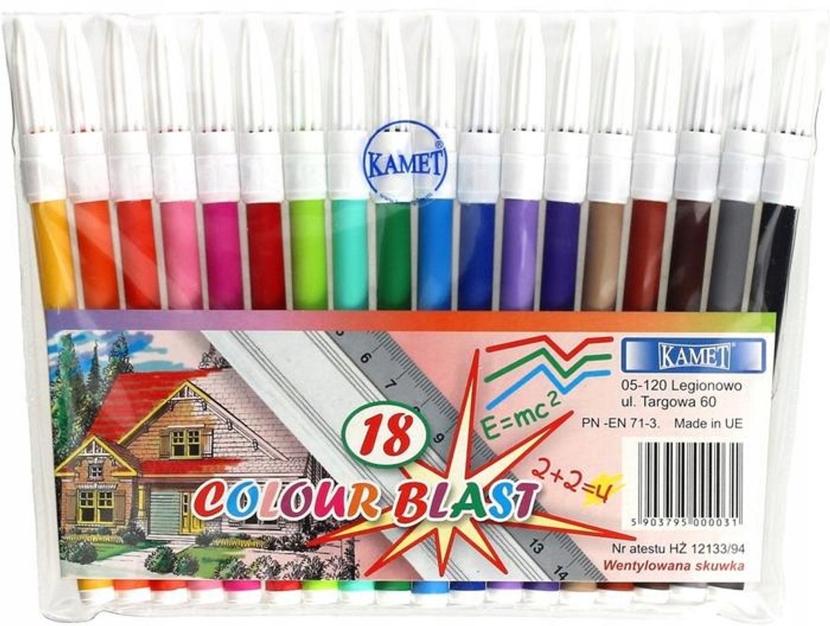 Kamet Blast Markers - 18 levendige kleuren, op waterbasis, veilig voor kinderen