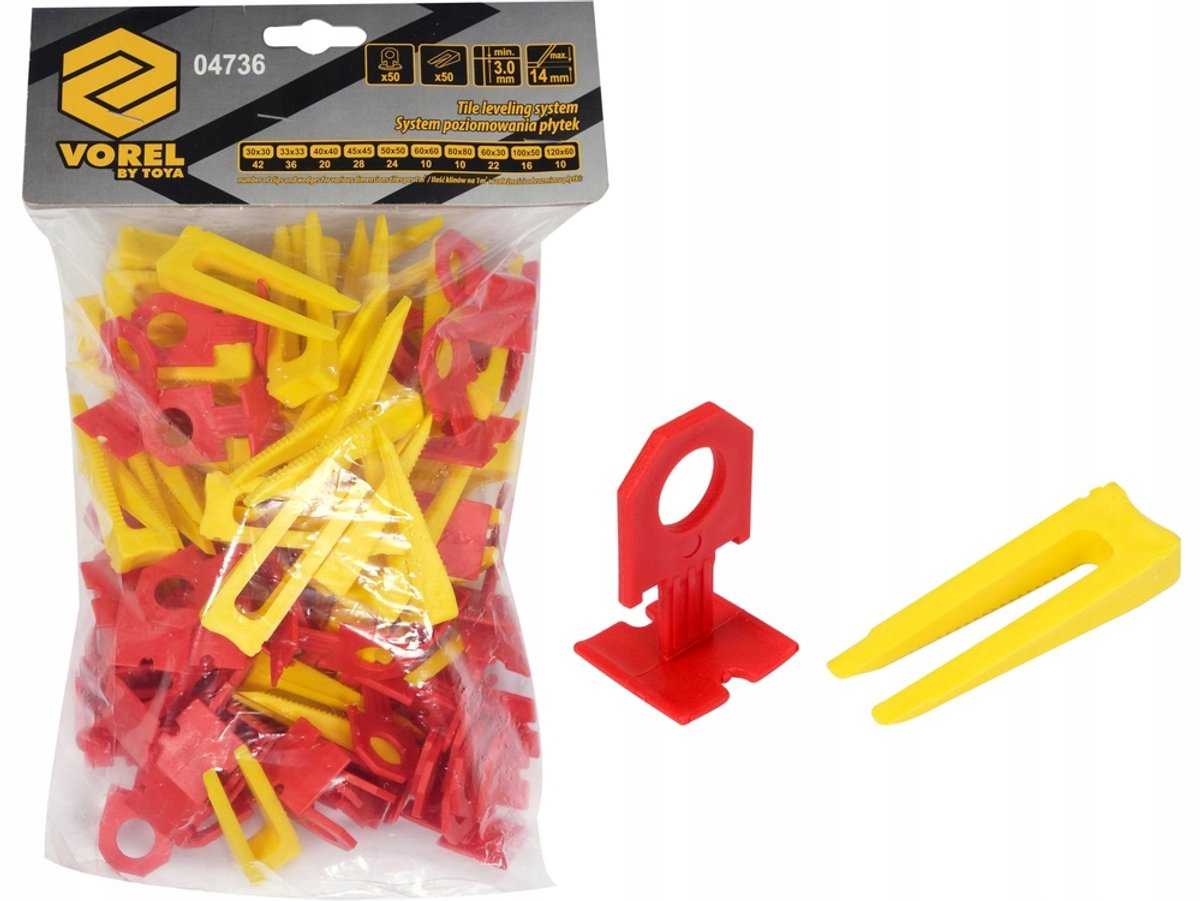 Tegel's nivelleringssysteem: 50 clips + 50 wiggen (3 mm)