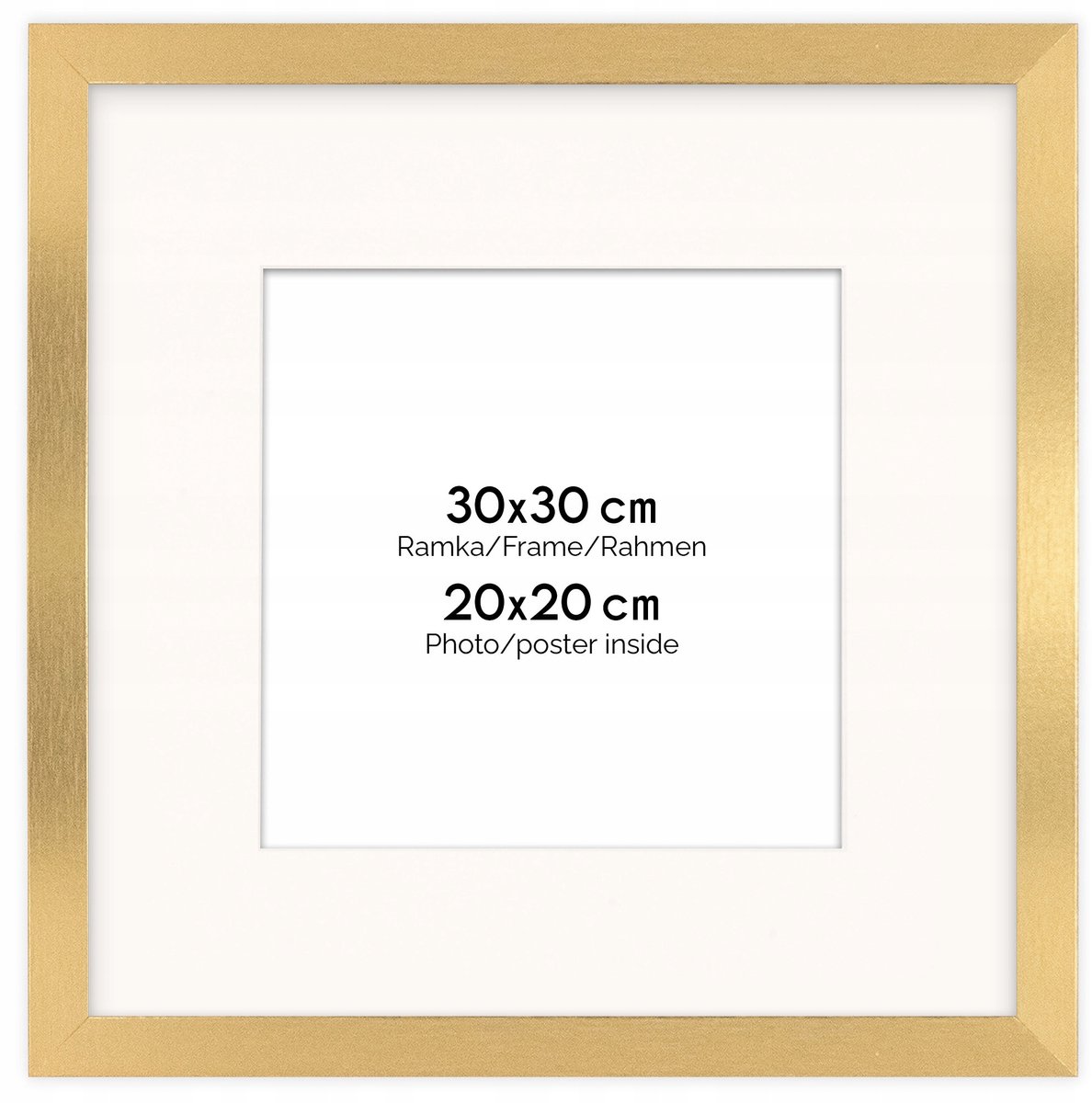 Gouden Fotolijst HEN PASS 30x30 cm met Passe-partout (20x20 cm)