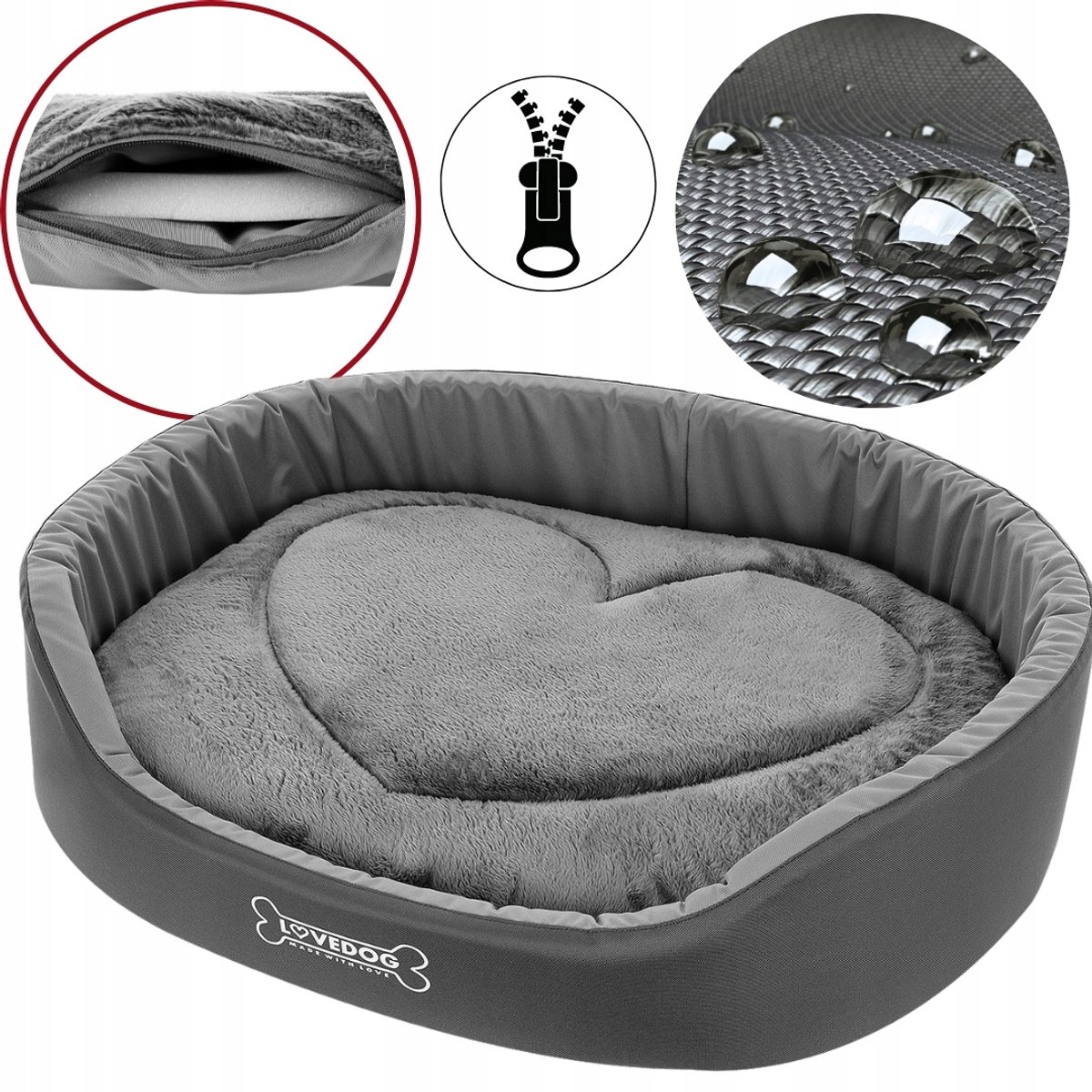 Waterdicht Hondenkussen M (60x50cm) met Afneembare Hoes - Lovedog