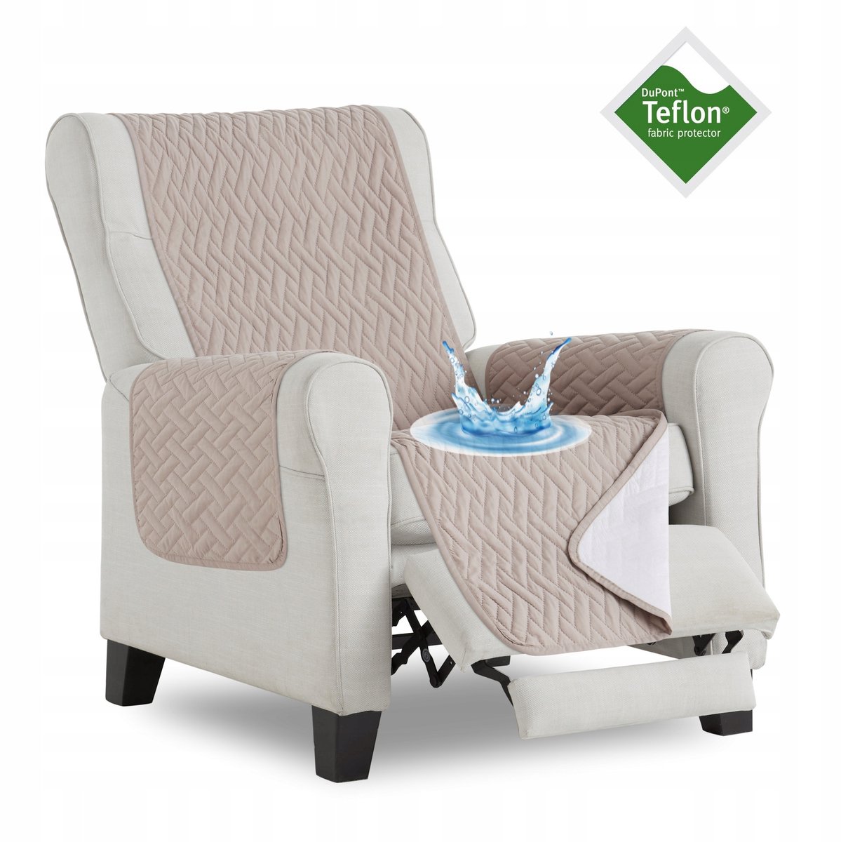 Waterdichte fauteuilhoes met Teflon, beschermhoes, koud beige