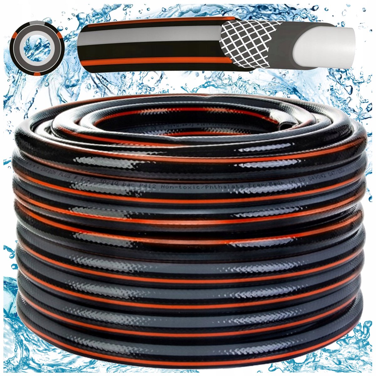 Polix Carbon Plus Tuinslang 3/4" 50m - 4 Laags, Sterk & Flexibel
