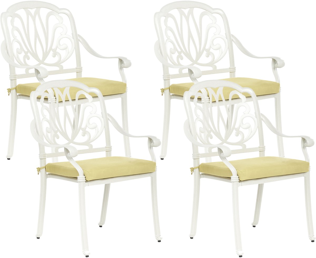 ANCONA - Tuinstoel set van 4 - Gebroken wit - Aluminium