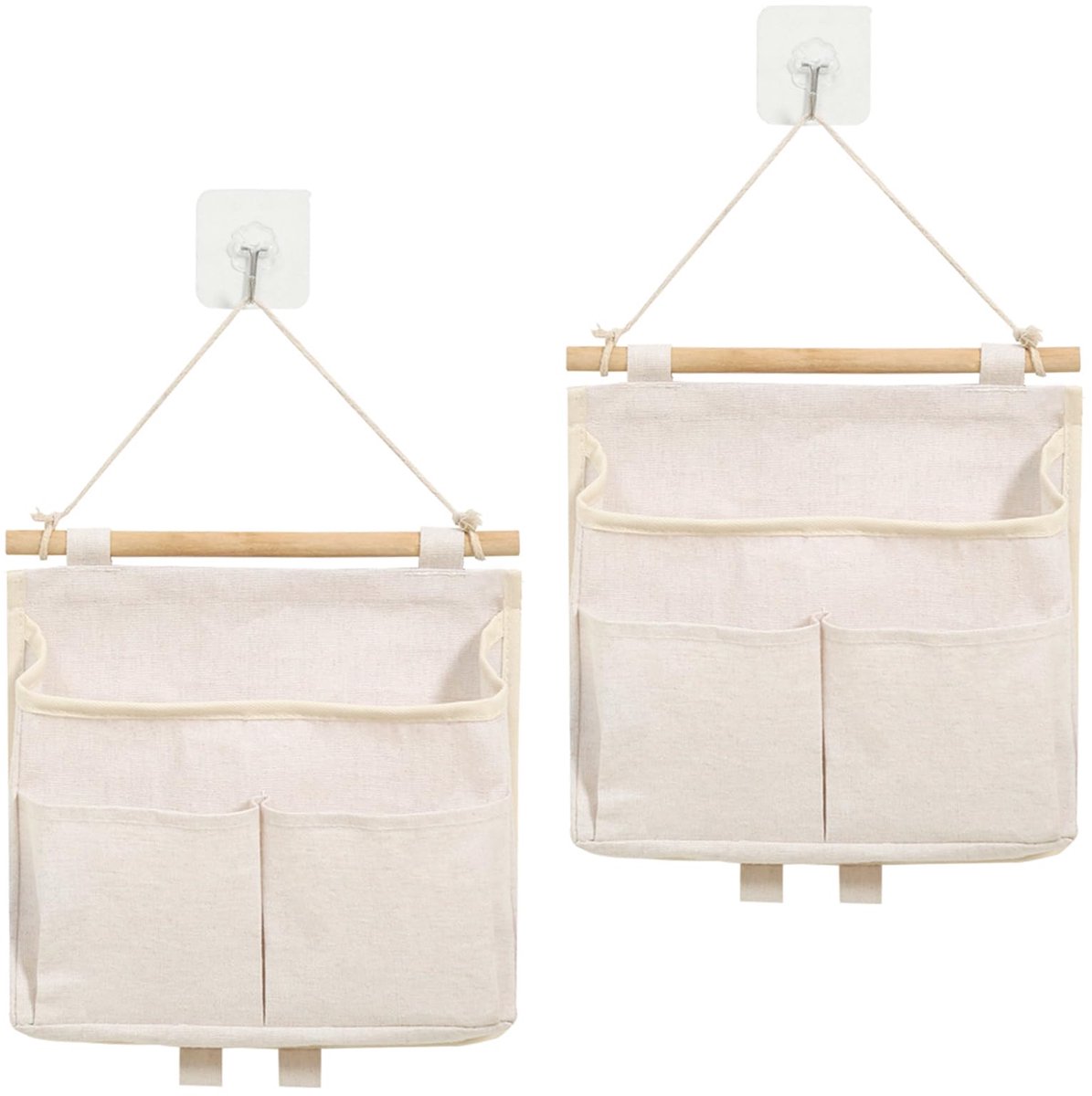 Unyqoos® Set van twee hangende muurorganizers met drie vakken en kleefhaken