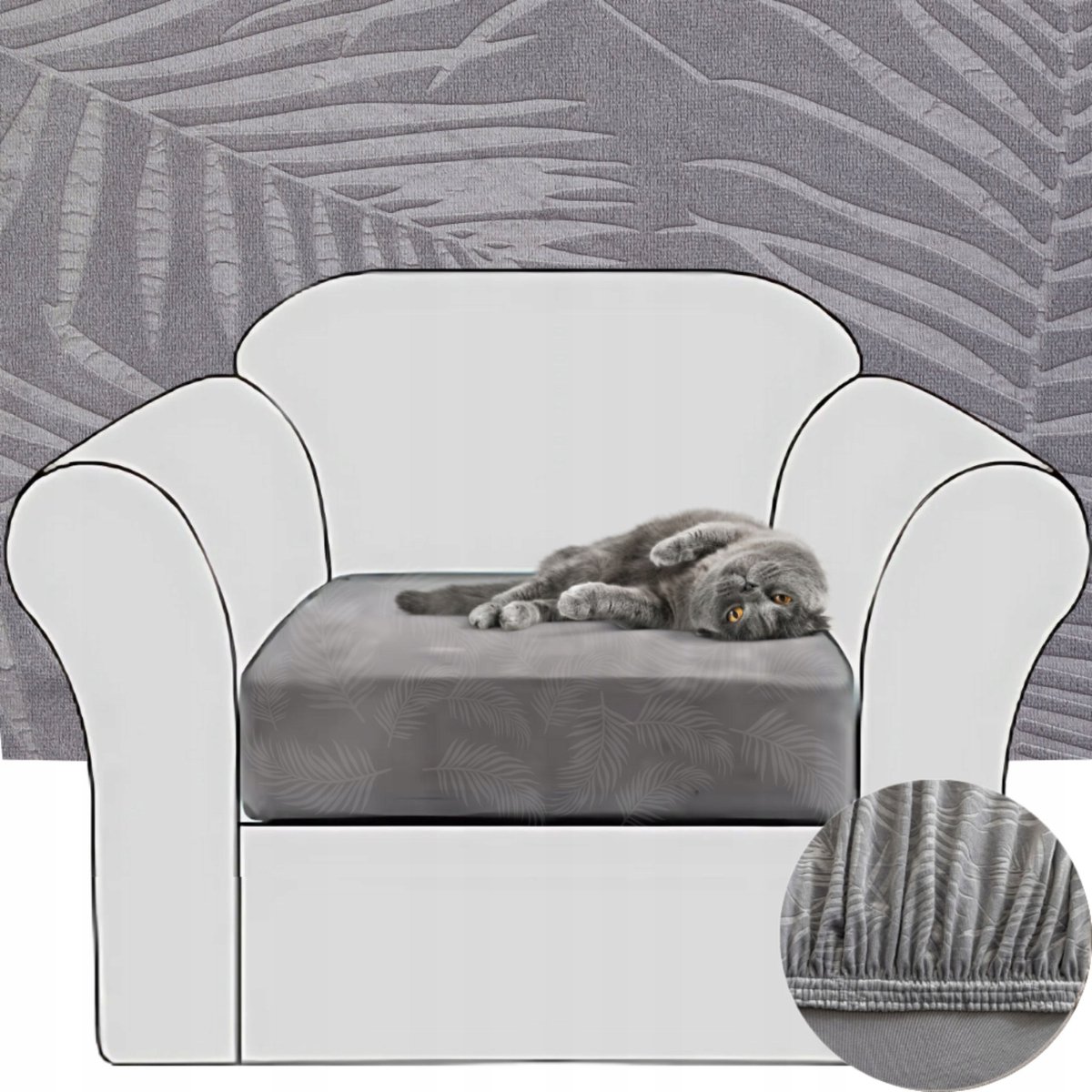 Elastische bankhoes met palmbladmotief - comfort en stijl