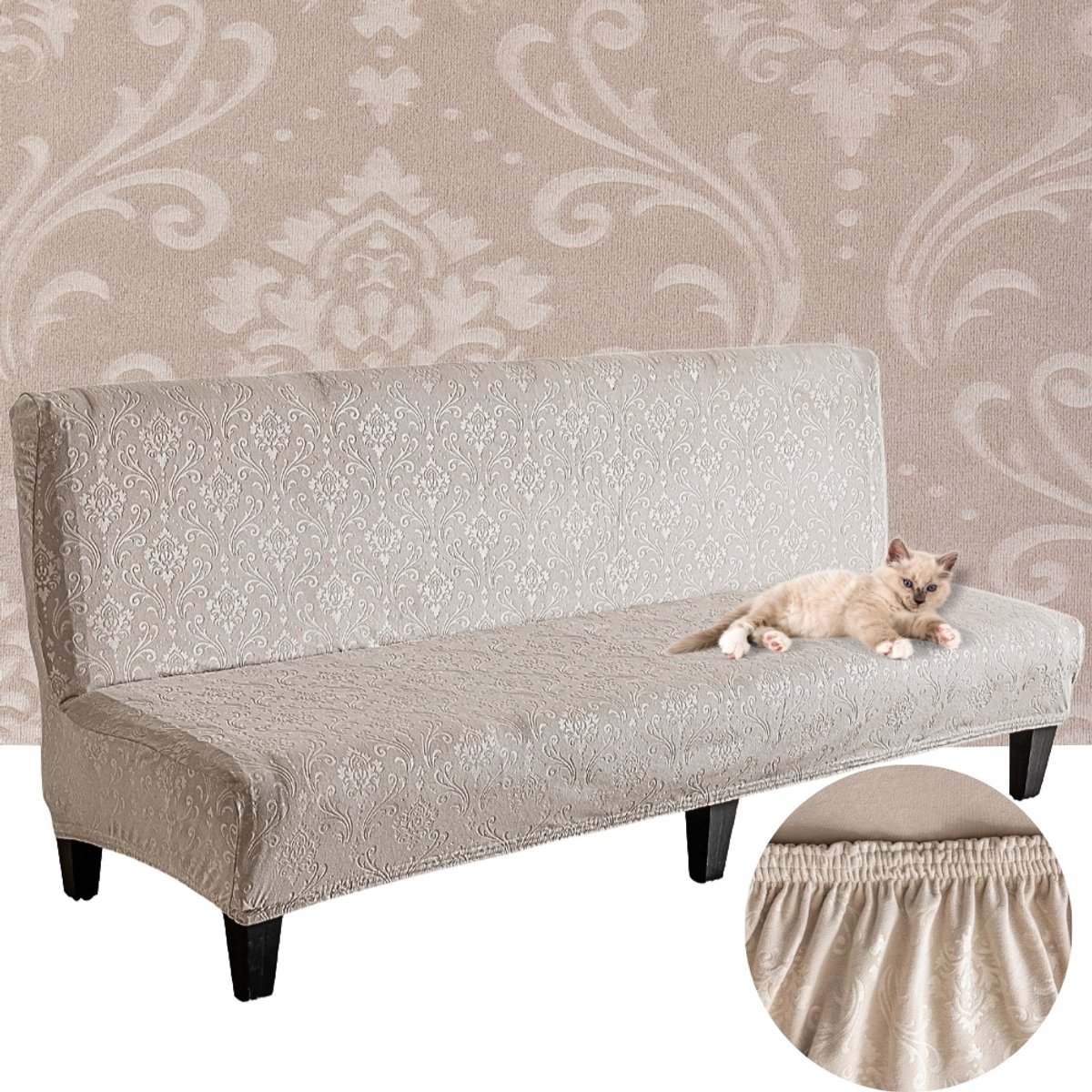 Merkloze Fluwelen Bankhoes met Ornament - 190-210 cm