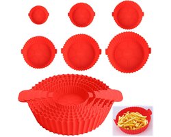 Sander Shop Set van 6 siliconen vormen voor Air Fryer, accessoires voor airfryer met 6 verschillende maten, siliconen bakvorm, opvouwbaar, herbruikbaar, voor gezond koken