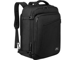 Matein Reistas Rugzak 50L – Uitbreidbare Reisrugzak 55 × 35 × 25 cm – Lichtgewicht & Waterafstotend – 2-in-1 Rugzak en Handtas – Ideaal als Bagage Rugzak voor Reizen – Dames & Heren-Zwart