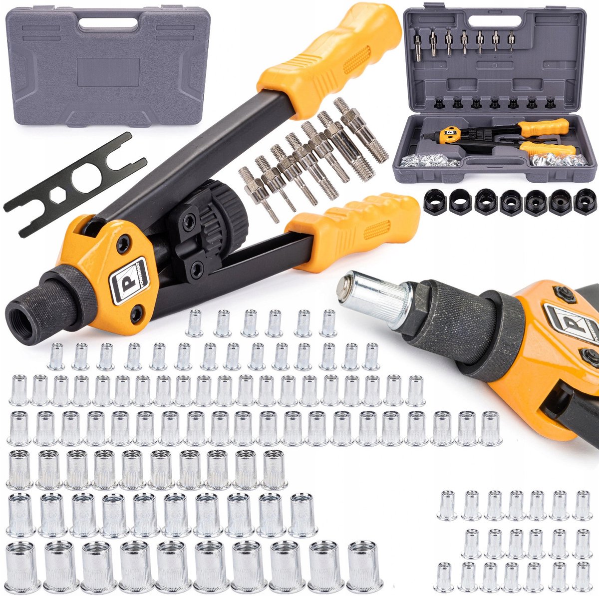 Merkloos - Handmatige Blindklinkmoertang - M3-M12 - Set met Gereedschapskoffer - Lange Handvatten