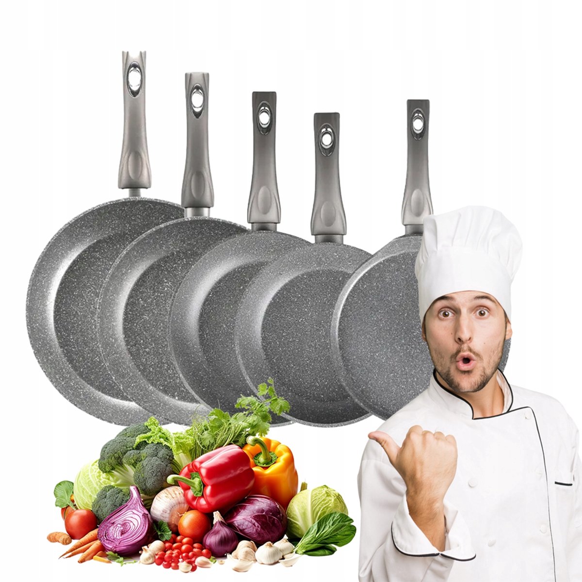 Valdinox Rock Pannenset: 5 Pannen (20-28cm) & Crêpepan
