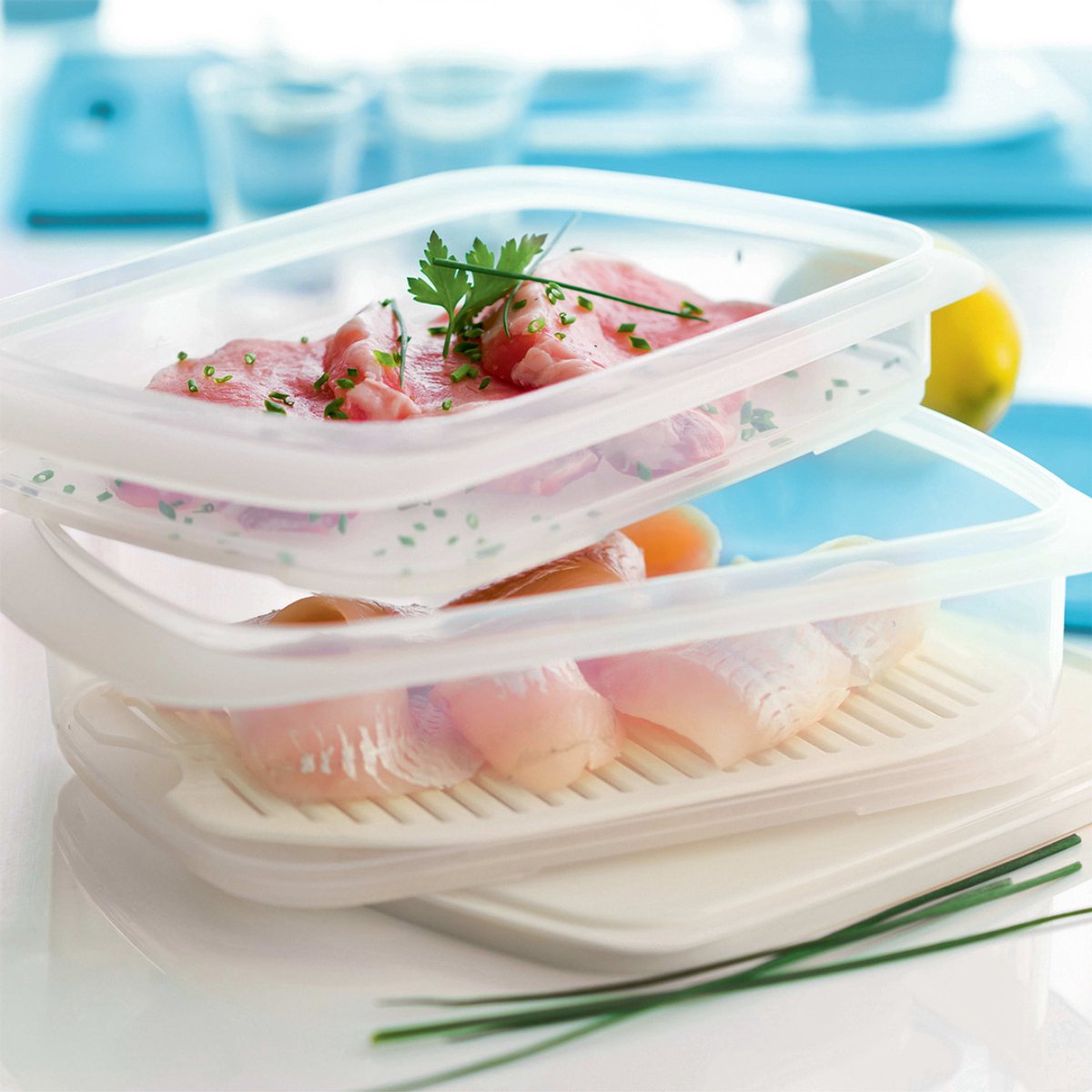 Tupperware Cool Stackable Set van 2 - Stapelbare Vleeswarendozen - Vershouddoos voor Vleeswaren - Worst container - Vleeswaren bewaardoos voor Koelkast - Set Vershouddozen - met Deksel