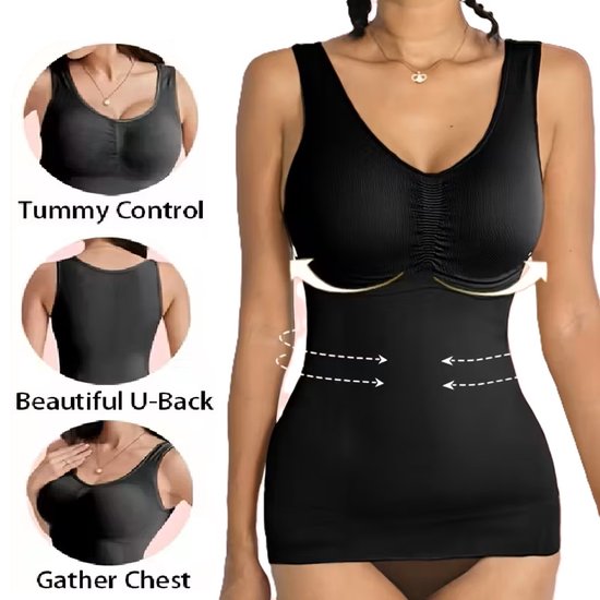 Dames Shapewear Top met Buikcontrole – Naadloze Corrigerende Tanktop – Zwart – Maat XL – Tummy Control & Houdingscorrectie – Comfortabele Stretch Shaper