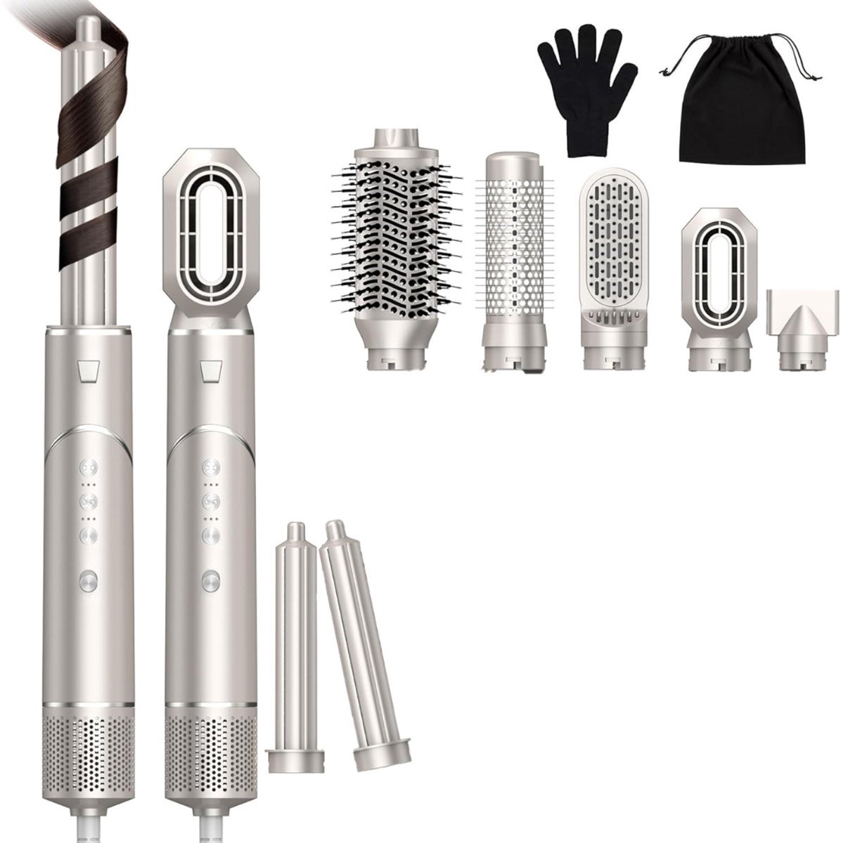 Thuys – Fohn Met Diffuser – Haardroger Krullen – Haarfohn – Fohnborstel – Titanium