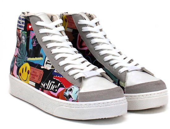 Goby - Baskets pour femmes Urban Vibe - Cuir vegan - Handgemaakt - Design graphique - Taille 38