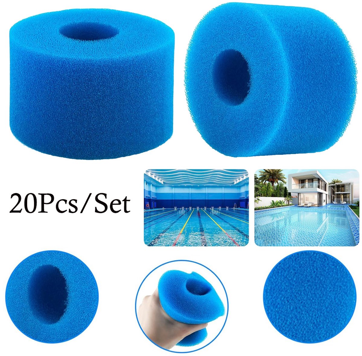 20 stuks zwembadfilter type VI sponsfilter voor zwembad, zwembadfilterpatroon, zwembadfilters, spa- en hottubsponsfilterpatroon, herbruikbaar en wasbaar type VI hottubfilterpatroon 20 stuks zwembadfilter type VI sponsfilter voor zwembad, zwembadfilterpatroon, zwembadfilters, spa- en hottubsponsfilterpatroon, herbruikbaar en wasbaar type VI hottubfilterpatroon