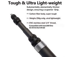 Selfiestick 3 Meter voor Insta360 One X5 - X4 X3 ONE X2 X-Ace - Insta360 one X4 -Invisible Selfie Stick-Upgrade - Insta360 Ace - Carbon - Bullet-Time - no Drone no Problem- Insta360 SelfieStick-Insta360 One X5 X4 X3 X2 X -Go3-New Desing- Osmo