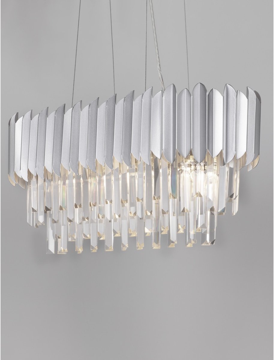 Lyora Hanglamp Magnolia langwerpig chroom en kristal - 9824076