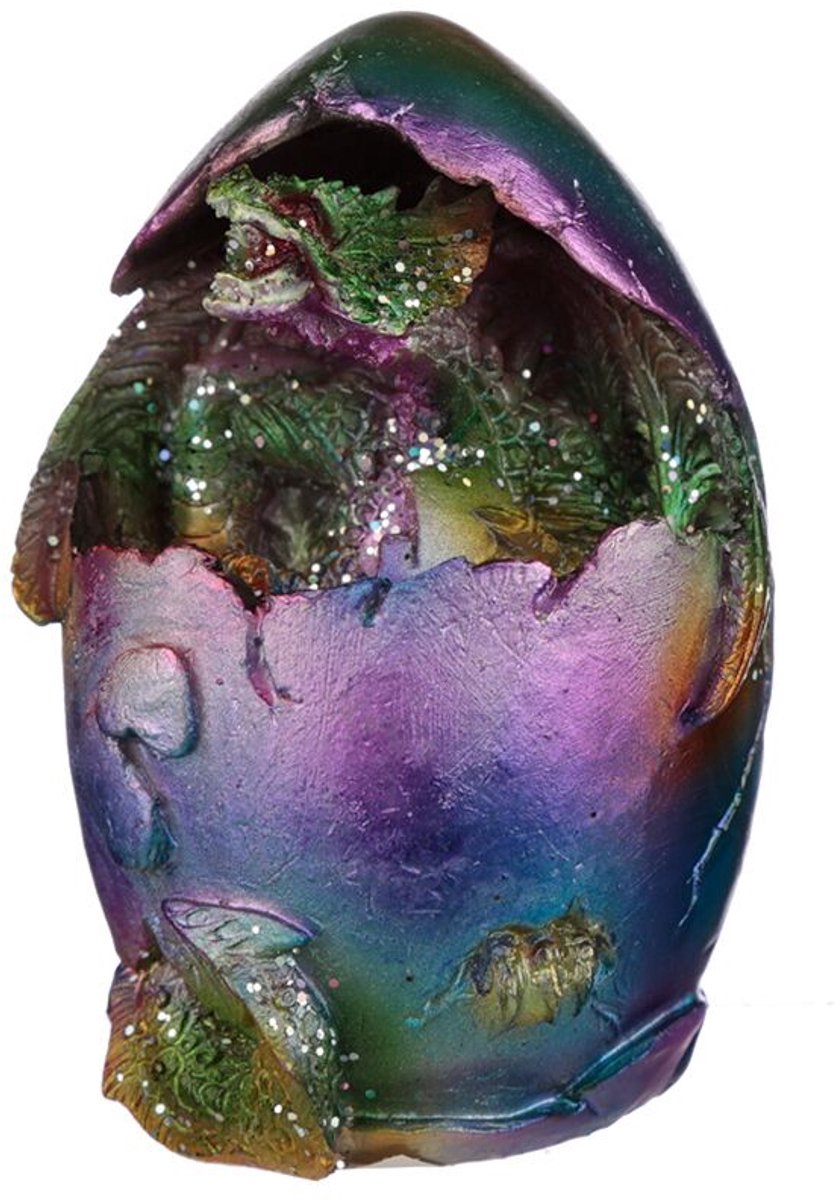 Regenboog Draak Metallic Ei – Decoratief Beeld -