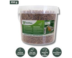 Famiflora gedroogde meelwormen 850 g = ± 5L in hersluitbare emmer - voor tuinvogels - Rijk aan eiwitten die de vitaliteit van vogels verhogen en groei ondersteunen