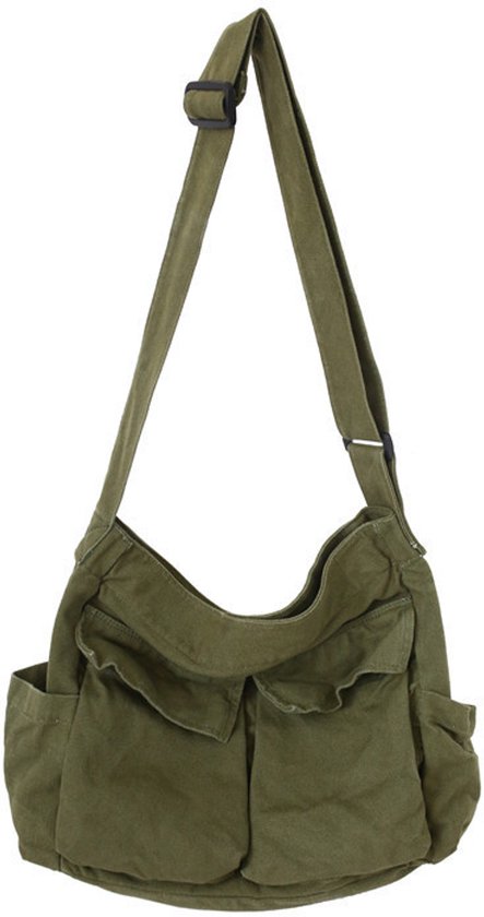 1 stuk Schoudertas - Canvas schoudertas - Messenger Bag - 40*15*34cm - Canvas - Unisex Schoudertas - Groen