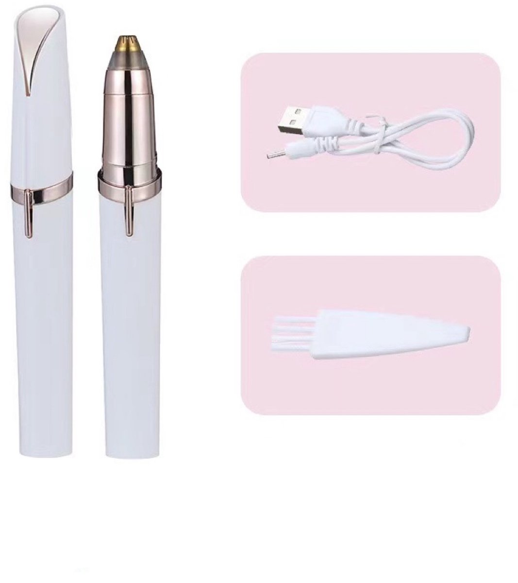 Elektrische wenkbrauwtrimmer voor vrouwen Wenkbrauwpotlood Gezichtshaarverwijderingsapparaat Automatische wenkbrauwtrimmer voor vrouwen Klein opvouwbaar mes Wit