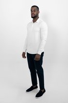 Vercate - Heren Polo Lange Mouw - Strijkvrij Poloshirt - Wit - Slim Fit - Excellent Katoen - Maat L