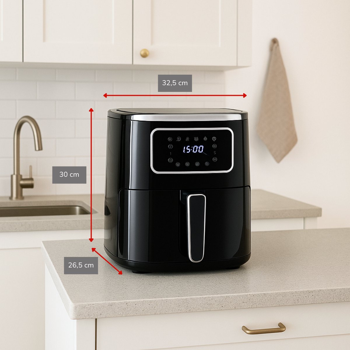 Afbeelding 2 van alpina Airfryer 4.5L- Heteluchtfriteuse voor 3 tot 4 Personen - Air Fryer met Digitaal Display - Instelbare Temperatuur van 80°C tot 200°C - Timer tot 60 Minuten - Hetelucht Friteuse 1450W