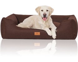 Knuffelwuff Hondenbed Lotte van velours met fijn handgeweven karakter XL 105 x 75cm bruin