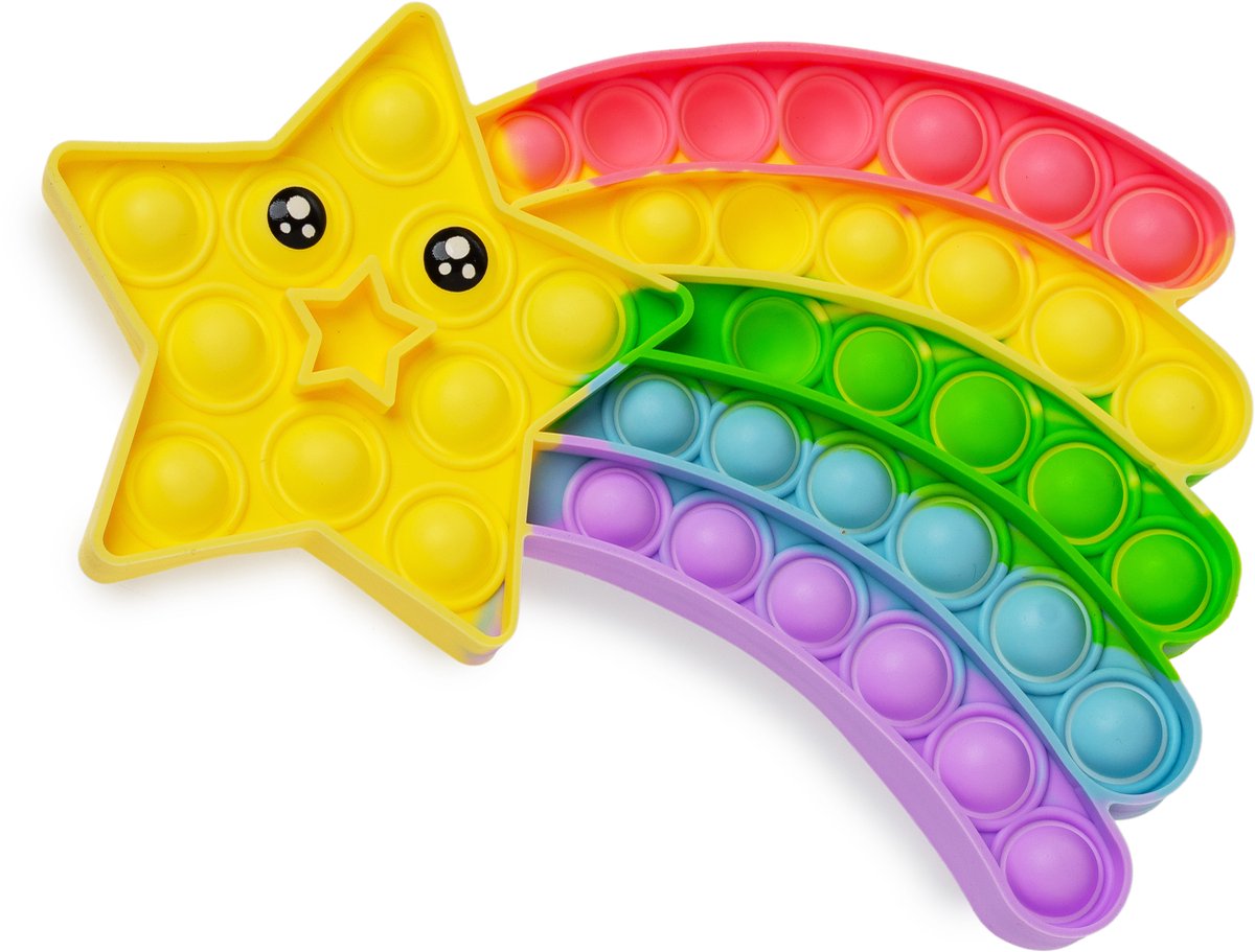 Pop It Ster – Fidget Toy – Regenboog – Stressverlagend Speelgoed voor Kinderen